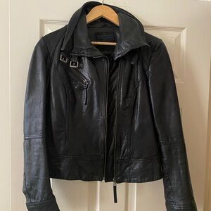 All Saints Black Leather Biker Jacket